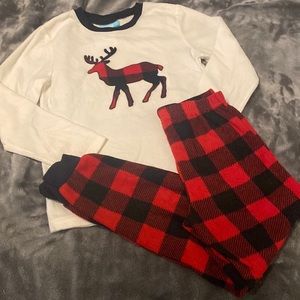 Buffalo plaid fleece pjs with deer size 8